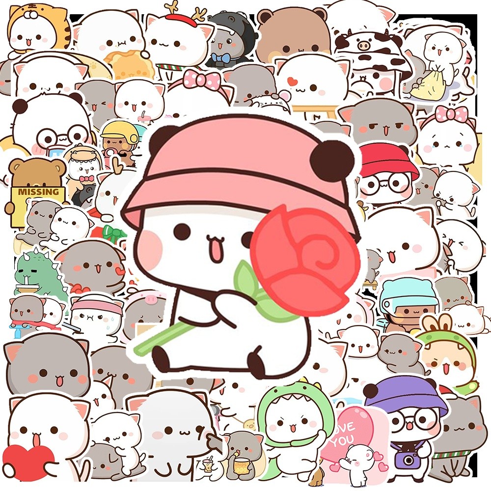 50 cái Nhãn Dán Mèo Mochi chống nước, Hình Dán Mochi Cat giá rẻ, decal Mochi