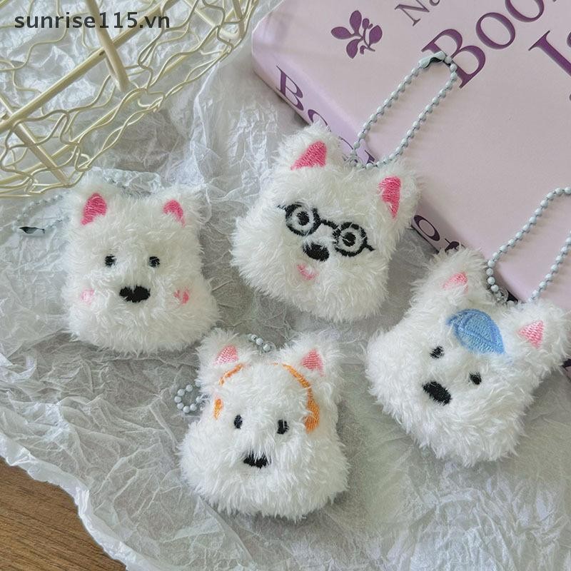 Srvn Highland Terrier Puppy Móc khóa Túi nhồi bông mềm mại sang trọng dễ thương Móc khóa búp bê Mặt dây chuyền quà tặng sinh nhật cho nữ.