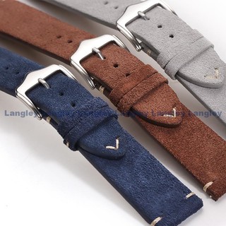 Da Lộn Mềm Da Thật Chính Hãng Dây Đeo Đồng Hồ 20 Mm 22 Mm Da Bò Vòng Tay Nam Nữ Vintage Retro Da Đồng Hồ Dây Đeo Tay Kinh Doanh Cổ Điển Quà Tặng Năm Mới Phụ Kiện Màu Đỏ