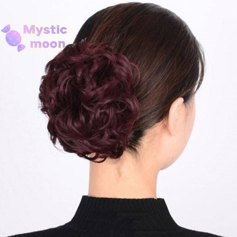 [Huyền Bí] Tóc giả búi kẹp ngoặm xoăn búi rối trung niên cao cấp dễ sử dụng [New]