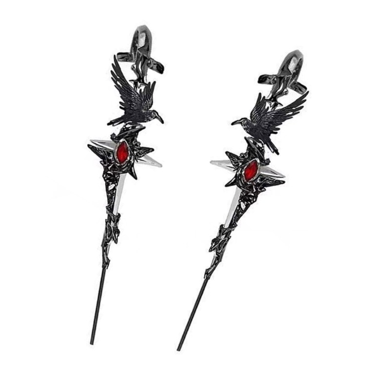 Dasbsug Edgy Crow Trang trí tai dành cho nữ Người hâm mộ thời trang Sử dụng hàng ngày Mặc thường ngày