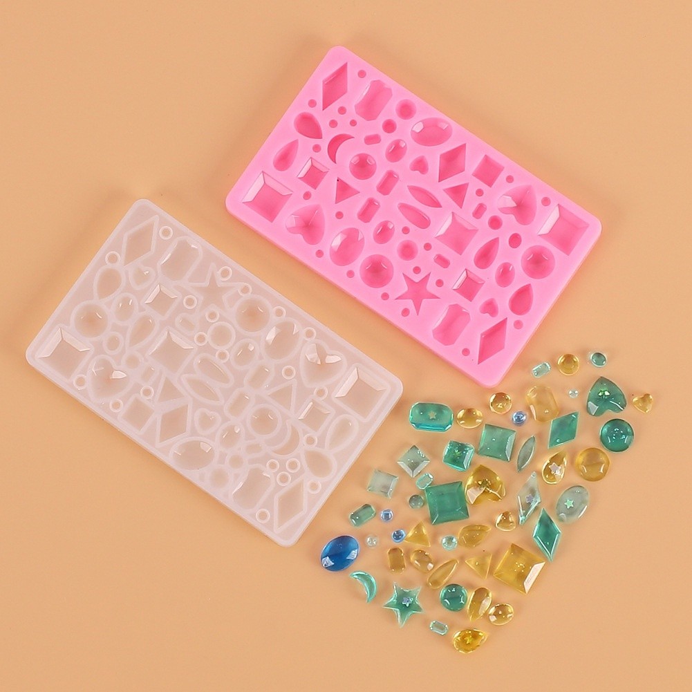 Diy Trang Sức Bông Tai Khuôn Silicon Hình Trái Tim Hình Học Giọt Nước Mặt Trăng Hình Bán Nguyệt Kim Cương Mặt Dây Chuyền Khuôn Socola Trang Trí Bánh Khuôn