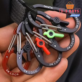 [3-5 ngày đến] Kẹp khóa Carabiner bằng nhôm ngoài trời để đi bộ đường dài / leo núi, Phụ kiện bánh răng đa năng bền nhẹ có khóa an toàn (5cm)