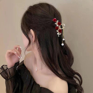 Đỏ Đổ Xô Hoa Hồng Tóc Nữ Kim Loại Lấy Kẹp Lưng Đầu Tóc Lấy Cá Mập Kẹp Mũ Đội Đầu