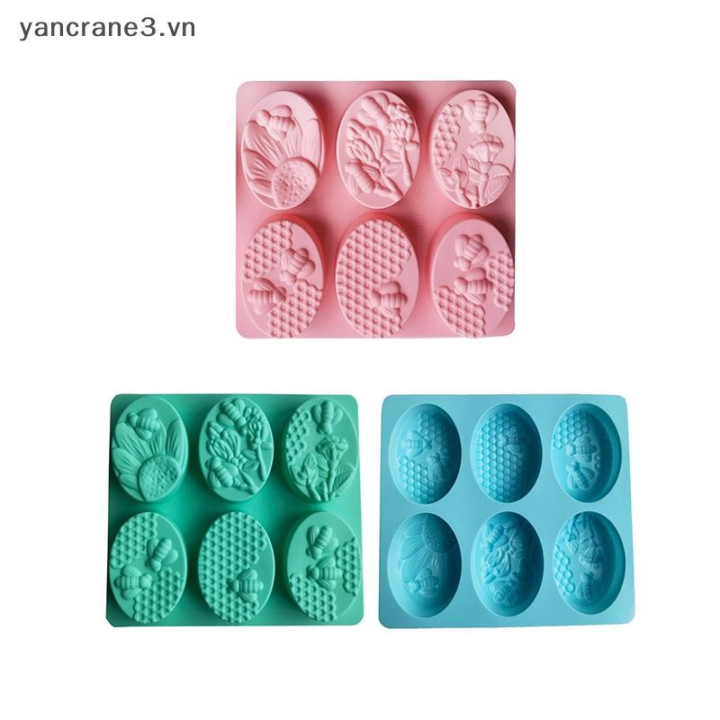 {YAN3} Vật liệu tốt cho sức khỏe mới Khuôn xà phòng silicon ong mật 6 khoang Khuôn thủ công Làm xà phòng hình bầu dục 3D Khuôn xà phòng thủ công DIY {yancrane3.vn}