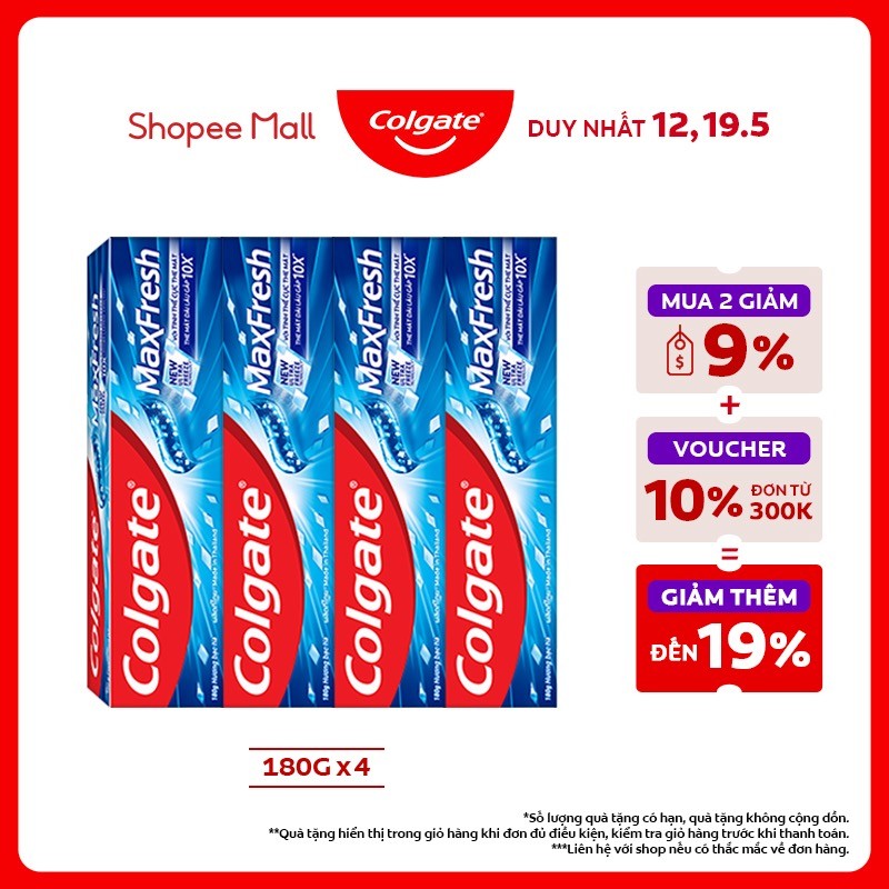 Ảnh Bộ 4 Kem đánh răng Colgate Maxfresh ULTRA FREEZE the mát gấp 10X 180g/tuýp 1