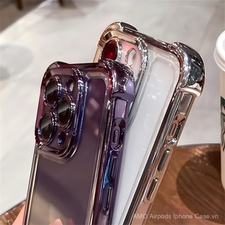 Ốp lưng từ tính sang trọng cho iPhone 15 Pro Max, 11, 12, 13, 14 Pro Max Plus, trong suốt, có túi khí, chống sốc, có giá đỡ