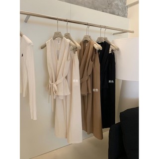 Mới Đơn Giản Không Tay Nẹp-Waist Ren-Up Top + Eo Co Giãn Cao Cấp Quần Ống Rộng Phù Hợp Với Hàng Ngày 2025 Thời Trang Mùa Hè Màu Trơn Có Thể