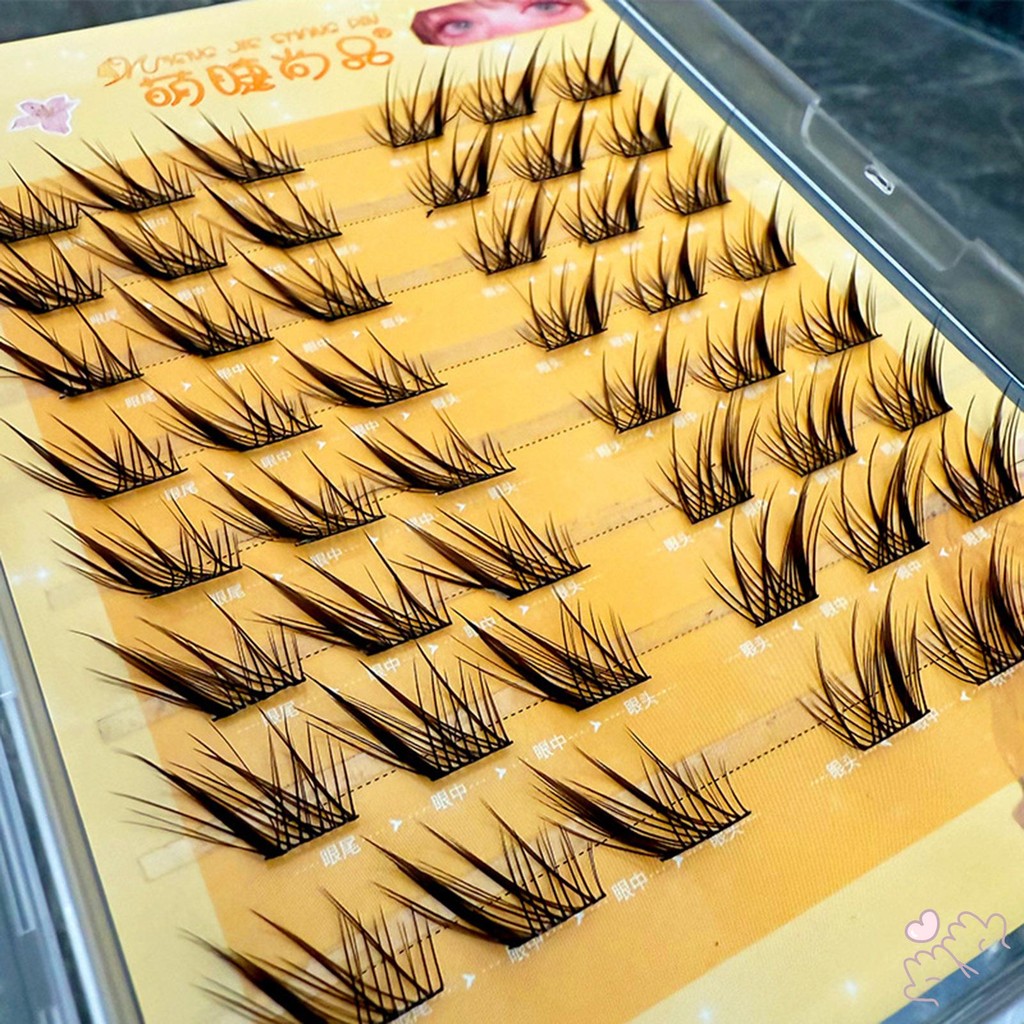 IOIIK 8 hàng-- Cụm mi dán sẵn màu đen Tự nhiên & Wispy Lash Wisps Quà tặng hoàn hảo cho bé gái hoặc nữ