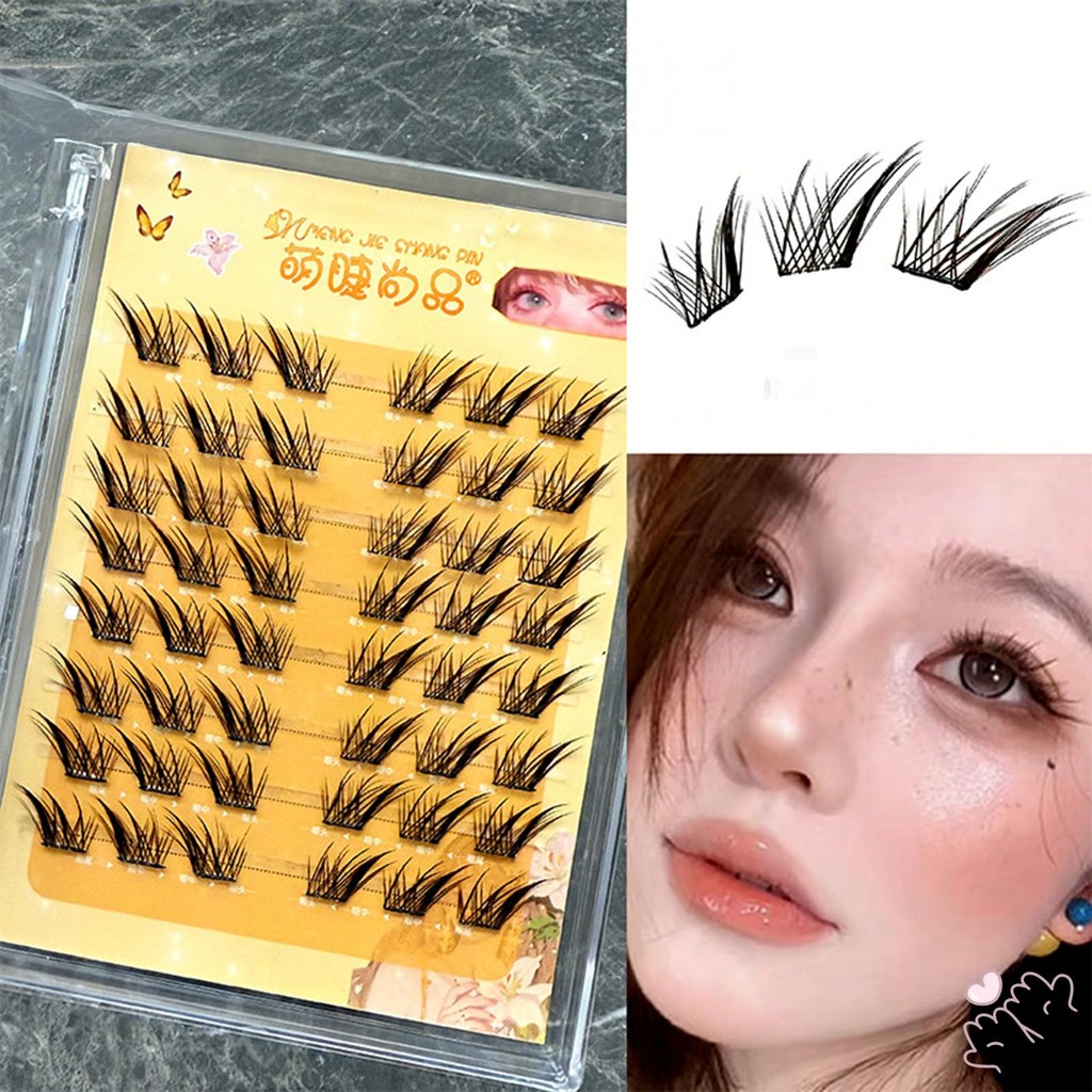 IOIIK 8 hàng-- Cụm mi dán sẵn màu đen Tự nhiên & Wispy Lash Wisps Quà tặng hoàn hảo cho bé gái hoặc nữ
