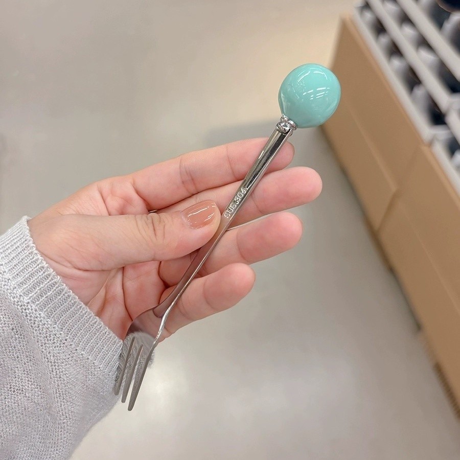 ✨Nĩa trái cây bằng thép không gỉ 304 có đế Bộ nĩa trái cây bằng gốm Dopamine có thể đặt trái cây có thể hái 25.5.20