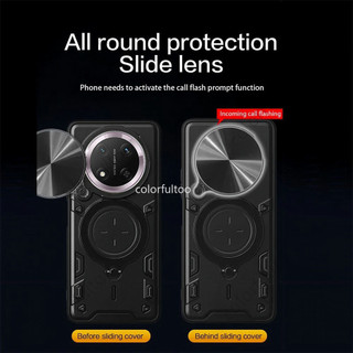 Honor X9C Hộp đựng nhẫn ô tô từ tính thông minh cho Honor X9d X9C X9A X9B HonorX9C 5G Vỏ giáp sang trọng Vỏ chống sốc chống rơi Máy ảnh đẩy trượt Bảo vệ mặt sau Vỏ cứng