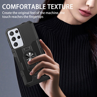 Dành Cho Samsung S21 Ultra 5G / S22 Plus Ốp điện thoại PC Cứng Mềm TPU Edge Bảo Vệ Camera Vòng Giá Đỡ Chân Đế Chống Sốc Mỏng Bao