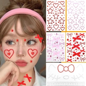 Nhãn dán mặt nơ đầy màu sắc - Miếng dán trang phục tiệc - Bánh ngọt kim cương giả Love - Hình xăm giả hình ngôi sao - Đề can Cosplay - Tự dính, Chống thấm nước - Trang trí nghệ thuật DIY