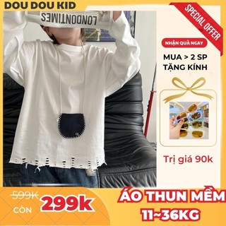 [DOUDOU KID] - DTR-02 Áo Thun Dài Tay Rách Cho Bé Từ 11-34kg,Phong Cách May Trái Cá Tính Chất Vải Cotton Chính Phẩm