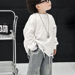 [DOUDOU KID] - DTR-02 Áo Thun Dài Tay Rách Cho Bé Từ 11-34kg,Phong Cách May Trái Cá Tính Chất Vải Cotton Chính Phẩm