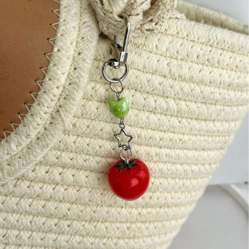PPY Đa Năng Charm Cà Chua Với Lá Xanh Và Cô Gái Nhân Vật Móc Khóa Phụ Kiện Thời Trang Cho Nữ Hợp Thời Trang