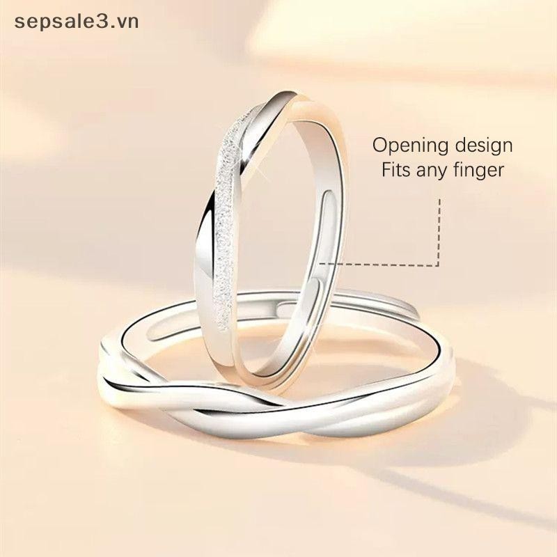 # Vn # Bộ Nhẫn Cặp Đôi Thời Trang Màu Bạc Đơn Giản Mở Nhẫn Ngón Tay Có Thể Điều Chỉnh Ánh Sáng Trang Sức Dành Cho Nữ Quà Tặng Kỷ Niệm.