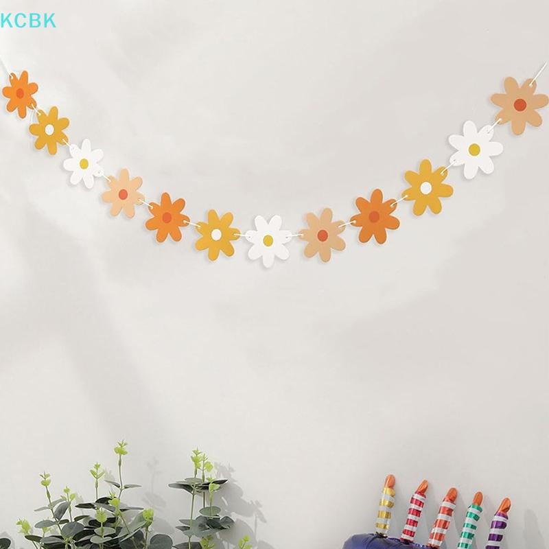 [Kc] Giấy Hoa Cúc Biểu Ngữ Mũ Bánh Toppers Sinh Nhật Bé Gái Hoa Cúc Trang Trí Tiệc Chủ Đề Bung Vòng Hoa Tiếp Liệu [BK]