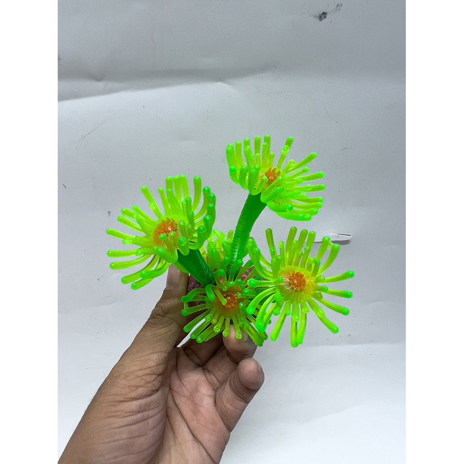 Rong Hải Quỳ Dạ Quang Mini Trang Trí Bể Cá Cảnh, Thủy Sinh (Cao 8cm)