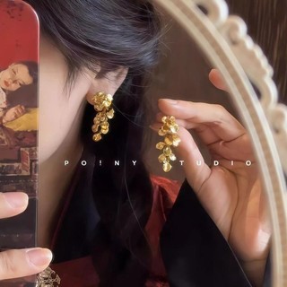 Bông Tai Hoa Gilt Retro Tua Rua Bông Tai Vàng Nữ