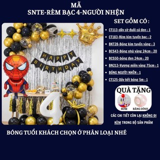 Set Bóng Trang Trí Sinh Nhật Tuổi Meo,tuổi Mão, thôi nôi, 12 con giáp cho bé gái - bé trai SNTE-RÈM BẠC 4-NGƯỜI NHỆN