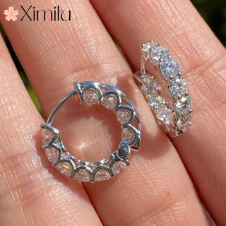 ♥ Bông Tai Kim Cương Tròn Sang Trọng Phù Hợp Với Thời Trang Khóa Tai Sang Trọng Cổ Điển Bông Tai Nữ Trang Sức