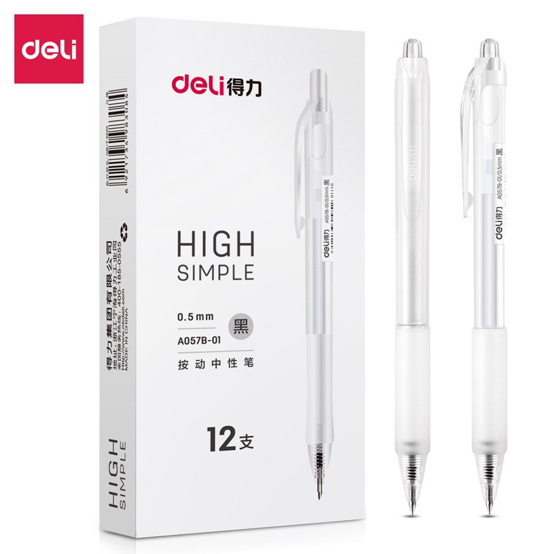 Bút bi gel nước bấm DELI A057B ( đen): 1 cây.