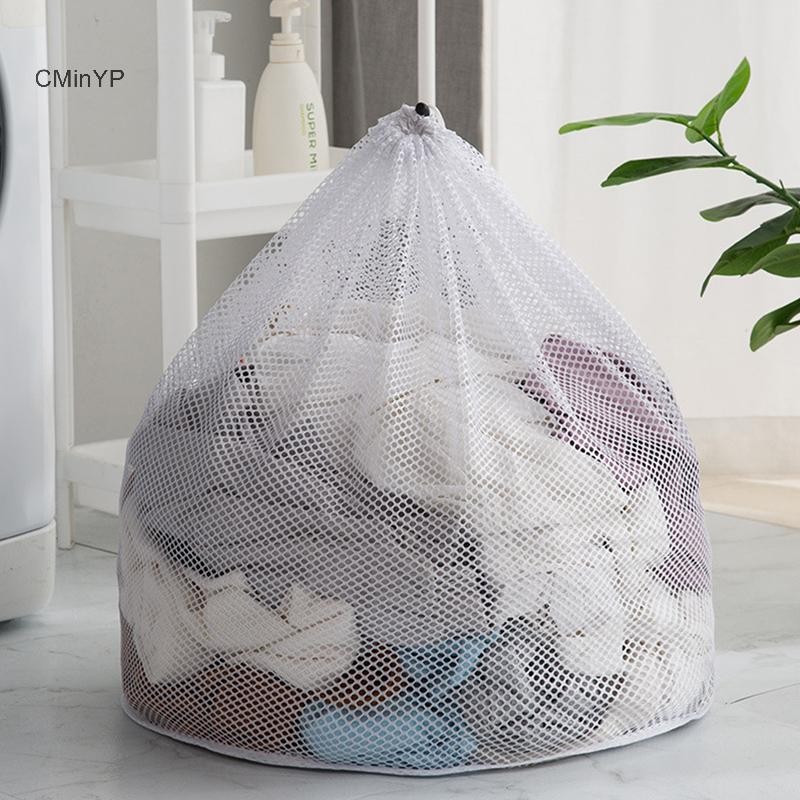Cminyp Lưới dây rút lớn giỏ đựng đồ giặt nhà, túi lưới máy giặt dung tích lớn, túi giặt bẩn