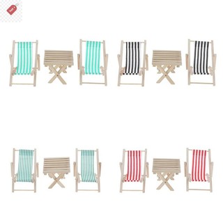 ALIK 1: 12 Ghế đi biển bằng gỗ có thể gập lại Ghế tắm nắng Chaise Dollhouse VN