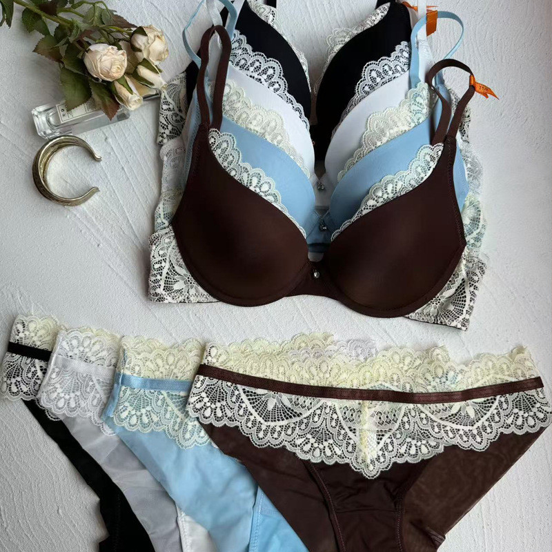Đồ lót gợi cảm Ren bóng Đồ lót kiểu Pháp Bộ áo ngực đẩy lên