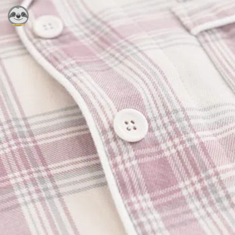 Phong cách Nhật Bản Muji Style / Đồ ngủ ca rô Flannel / Bộ đồ ngủ chải thoải mái ấm áp / Đồ lót mềm liền mạch