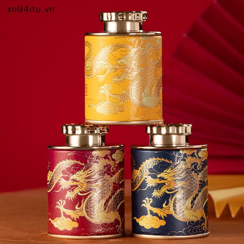 XOITU MỚI Rồng Trống Trà Thiếc Có Thể Hộ Gia Đình Trà Đen Xanh Kín Bình Du Lịch Di Động Trà Nhỏ Bao Bì Hộp Đựng Giấy Có Thể VN