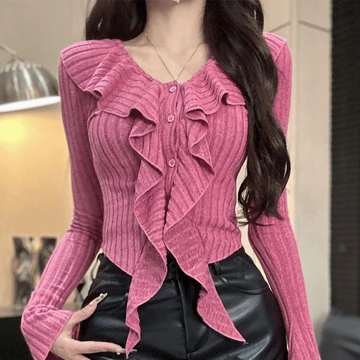 Dệt kim dài tay cho nữ Áo Hàn Quốc dành cho nữ Áo dệt kim cho nữ Áo dệt kim hợp thời trang Áo hợp thời trang cho nữ Quần áo nữ Thời trang hàng đầu