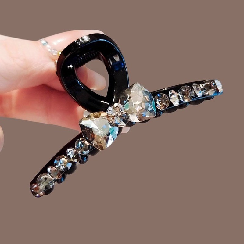7.2cm Zircon Sáng Bóng Kim Cương Giả Nơ Tóc | Kẹp Cá Mập Đầu Lưng, 2026 Phong Cách Mới Vừa Kẹp Tóc