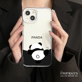 ibumpers Ốp Điện Thoại iPhone Dễ Thương Họa Tiết Gấu Trúc Sống Động Ốp Lưng Trong Suốt Nhám Mờ Chống Bẩn Chống Sốc Cho IPhone 16 15 14 12 13 11 Pro Max IP 7 8 Plus X XS XR