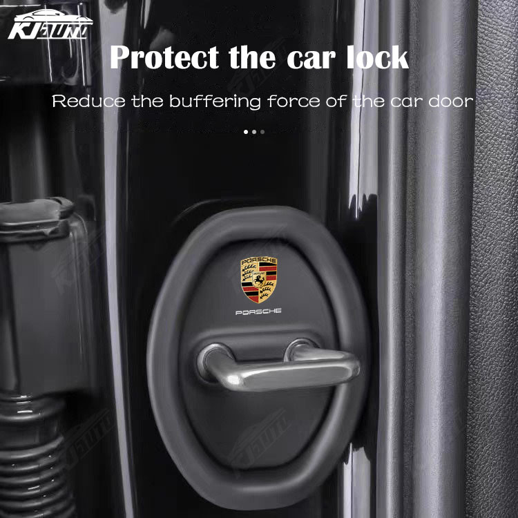 Porsche Khóa Cửa Ô Tô Bao Bảo Vệ Trang Trí Cửa Sốc Pad Phụ Kiện Silicon Cho Carrera Gts Turbo Macan Cayenne Cayman 718 Boxster 911 Panamera