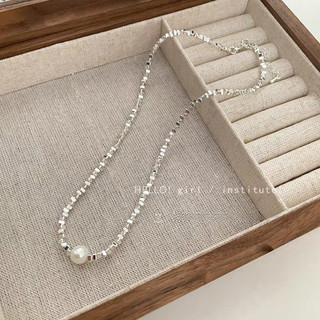 Vòng cổ Ngọc trai Bạc vuông không đều nữ, vòng tay bộ hai mảnh, phong cách Hàn Quốc, sang trọng, đa năng, thiết kế mới