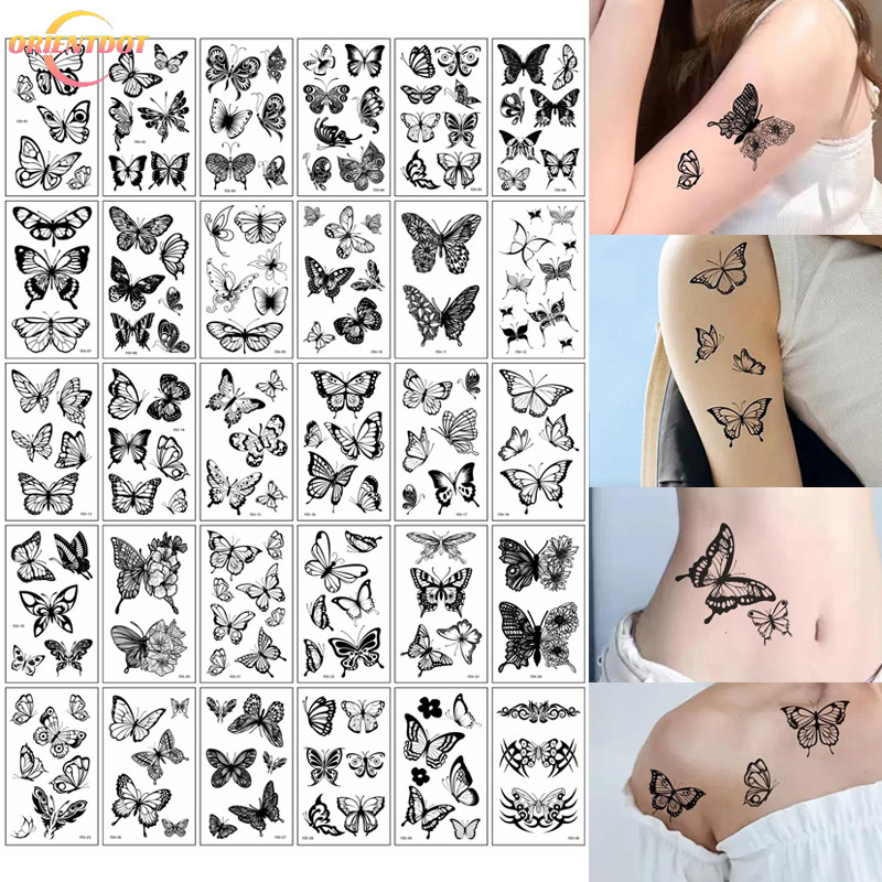 1 / 3 / 5 Bộ Hình Xăm Giả Chống Thấm Nước Tạm Thời Bướm - Thiết Kế Tinh Tế Hình Xăm 3D Tatoo Sticker