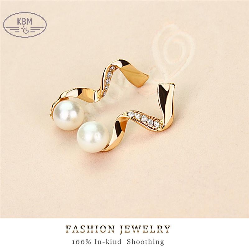 KBM Phụ Nữ Mới Cô Dâu Tiệc Cưới Ngọc Trai Kim Cương Giả Vòng Cổ Bông Tai Bộ Trang Sức FSSG