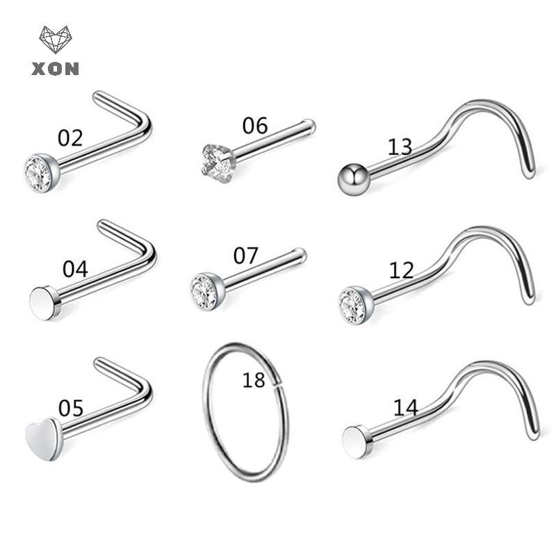 XON Bộ Khuyên Mũi Thẳng / Cong Chữ L Bằng Thép Không Gỉ 20G