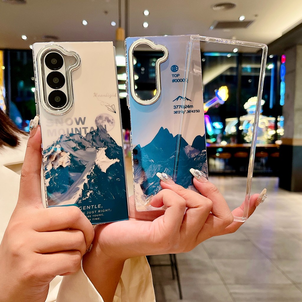 Dành Cho Samsung Galaxy Z Fold6 Sang Trọng IMD Thiết Kế Độc Đáo Gấp Vỏ Bảo Vệ Cho Galaxy Z Fold 3 4 5 6 5G Họa Tiết Thời Trang Ốp Điện Thoại Chống Sốc Trong Suốt