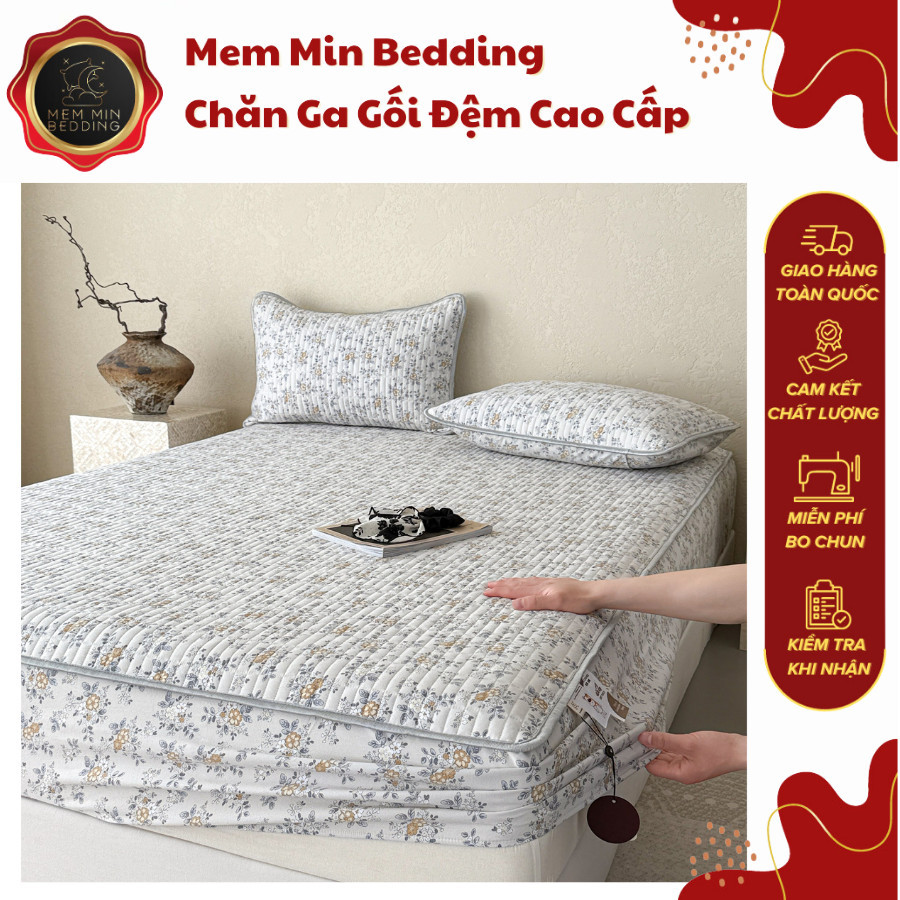 (GG337) Bộ Ga Gối Chất Liệu Cotton Cực Kỳ Thoáng Mát, Thấm Hút Mồ Hôi Và Dễ Dàng Sử Dụng - MemMinbedding Luxury