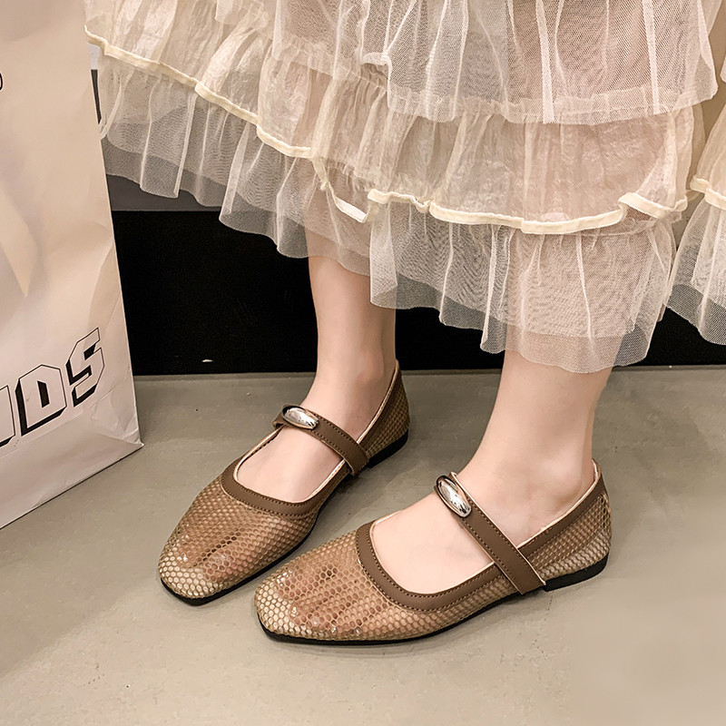 Atikota Thoáng Khí Rỗng Ra Đầu Vuông Slip On Giày Nhẹ Thoải Mái Mary Janes Dành Cho Nữ