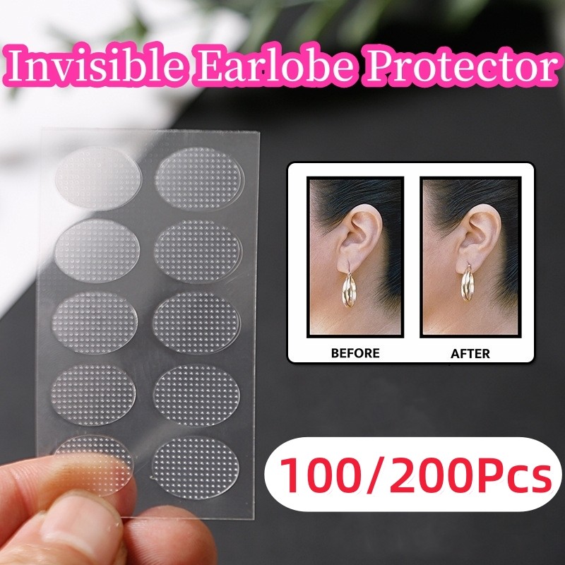 100 / 200 Chiếc Vô Hình Tai Lobe Hỗ Trợ Băng Di Động Bông Tai Ổn Định Chống Thấm Nước Chống Đâm