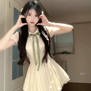 Váy liền tươi tắn ngọt ngào váy hè thiếu nữ váy liền phong cách học đường