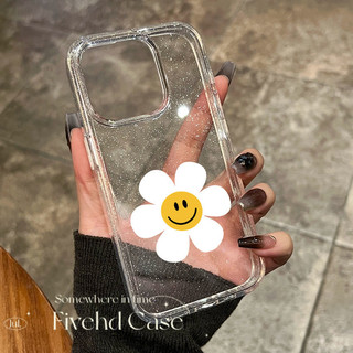 Ins Hàn Quốc Nhật Bản Hoa Nụ Cười Dễ Thương Đơn Giản Lấp Lánh Bling Vỏ Cho iPhone 11 16 16E 15 14 13 12 Pro Xs Max XR X 7 8 Plus SE Vỏ Điện Thoại TPU Mềm Vỏ Bảo Vệ Vỏ Trong Suốt