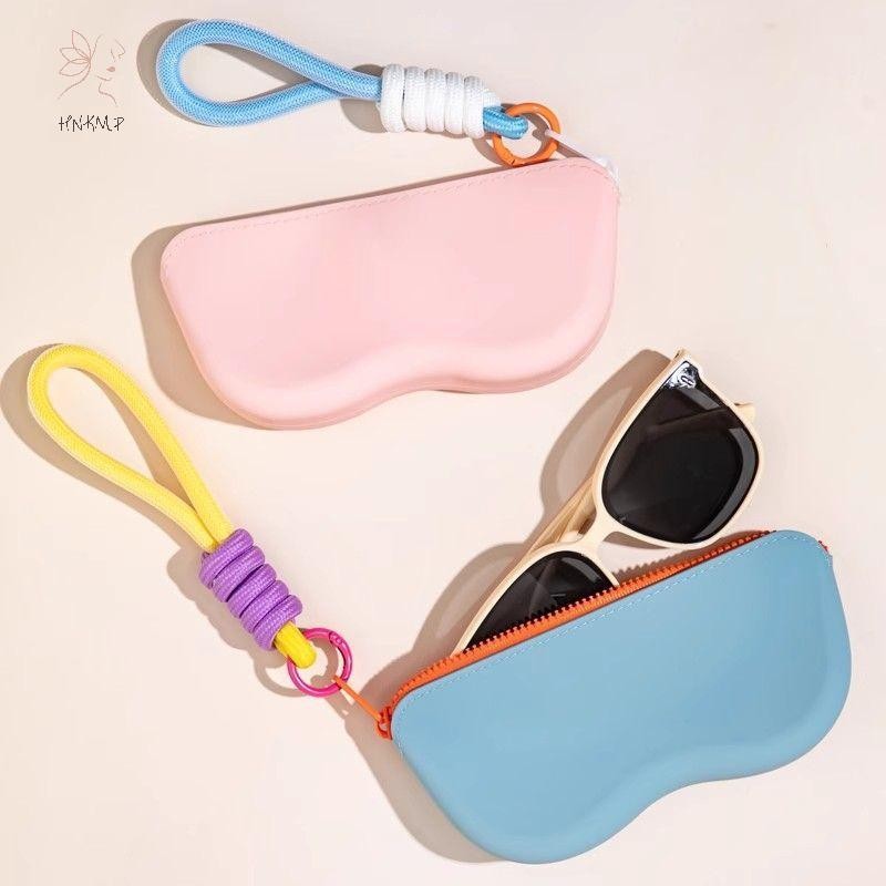 HNKMP Silicone Mềm Dây Kéo Kính Túi Kính Mát Bảo Quản Chống Nước Túi Bảo Vệ Ví Đựng Tiền Xu Hộp Kính Chống Bụi.