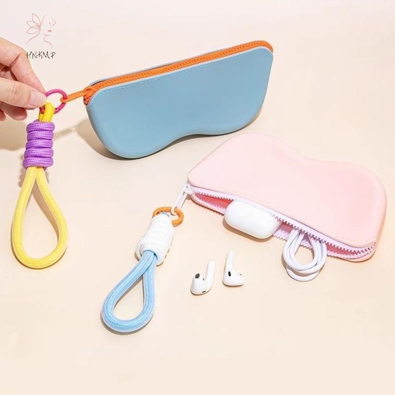 HNKMP Silicone Mềm Dây Kéo Kính Túi Kính Mát Bảo Quản Chống Nước Túi Bảo Vệ Ví Đựng Tiền Xu Hộp Kính Chống Bụi.