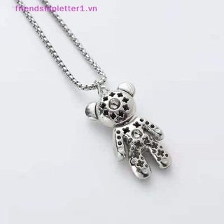 {FH Fashion} Vòng cổ mặt dây chuyền búp bê gấu thép titan Hip-hop dành cho trang sức dây chuyền áo len đính đá Cubic Zirconia cổ điển Womon.